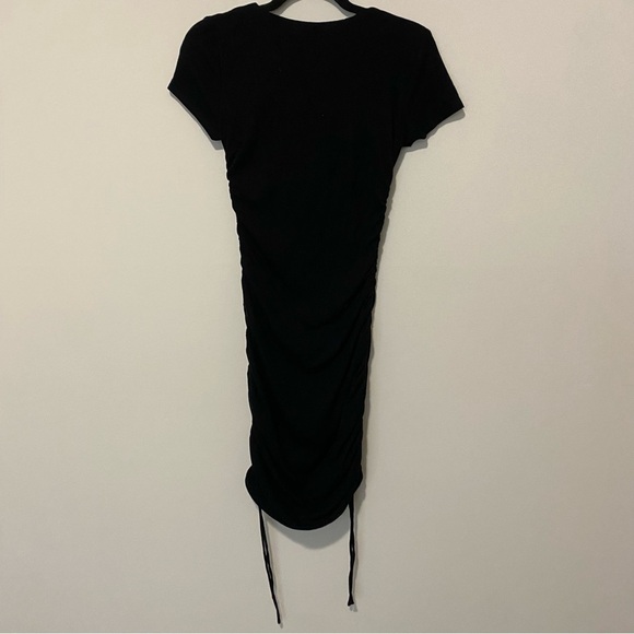 White Fox Black Ribbed Bodycon Dress with Side Cinching - Picture 5 of 7